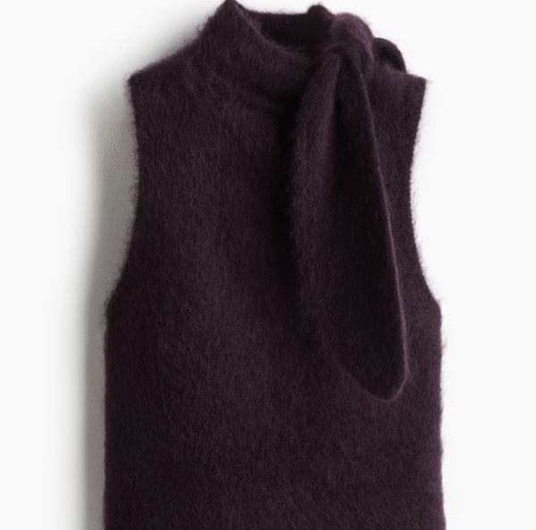 Mohair-Blend Scarf-Collar Top