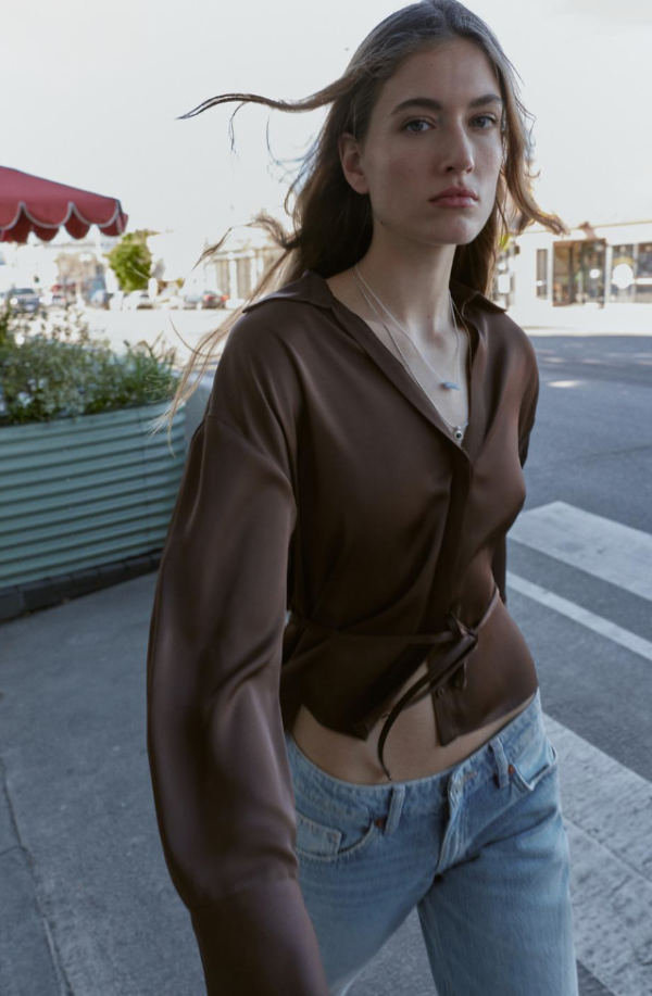 Satin Blouse with belt