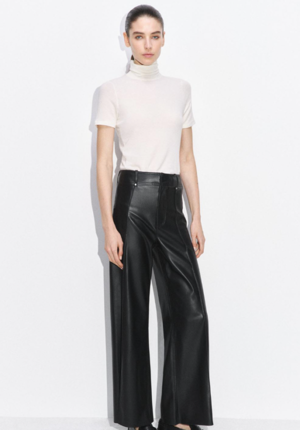COLLECTION TAILORED WIDE-LEG LEATHER-EFFECT TROUSERS